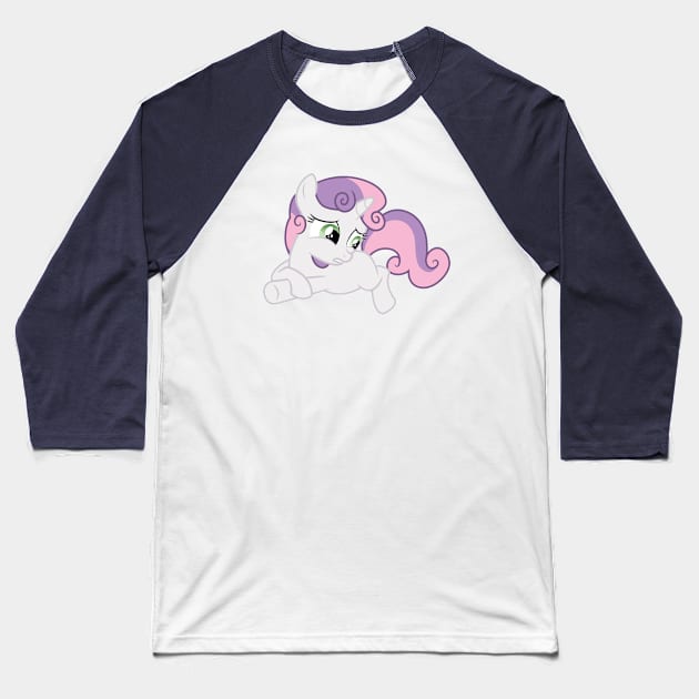 Sweetie Belle lounging Baseball T-Shirt by CloudyGlow